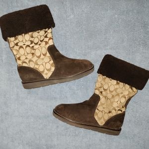 Coach Brown and Tan Ankle Booties